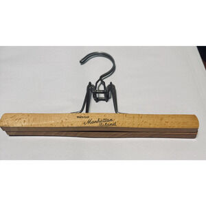 VTG NEVCO Clamp Wooden Hanger pants Manhattan Island NYC